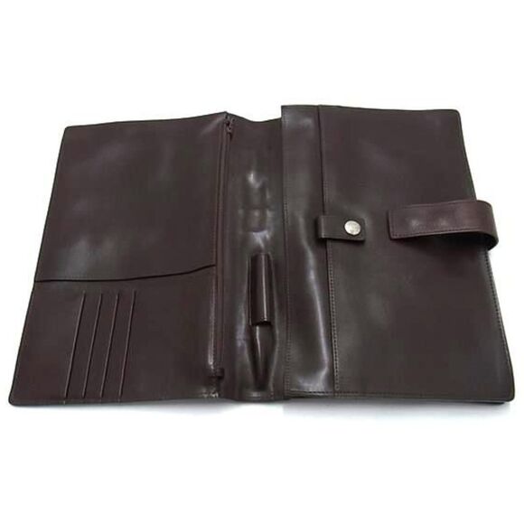 Versace (Authentic) Brown Leather Document Holder Top Handle Vintage Bag, VGUC - Picture 5 of 10